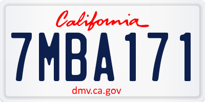 CA license plate 7MBA171
