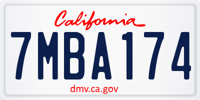 CA license plate 7MBA174