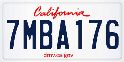 CA license plate 7MBA176