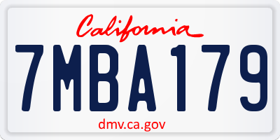 CA license plate 7MBA179