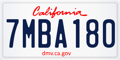 CA license plate 7MBA180