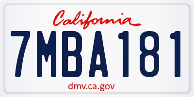 CA license plate 7MBA181