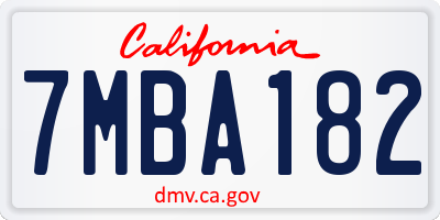 CA license plate 7MBA182
