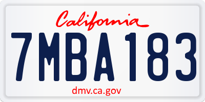 CA license plate 7MBA183