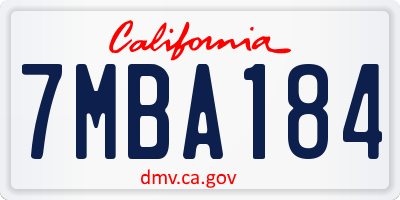 CA license plate 7MBA184