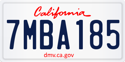 CA license plate 7MBA185