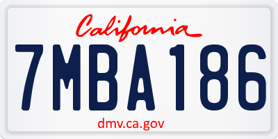 CA license plate 7MBA186