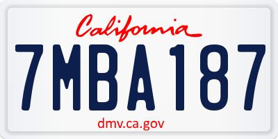 CA license plate 7MBA187