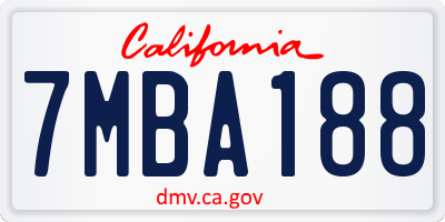 CA license plate 7MBA188
