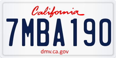 CA license plate 7MBA190
