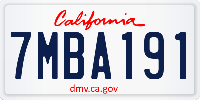 CA license plate 7MBA191