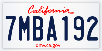 CA license plate 7MBA192