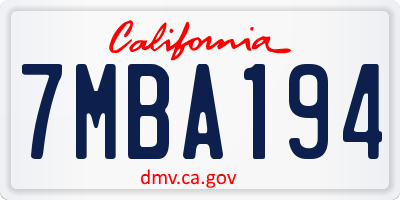 CA license plate 7MBA194