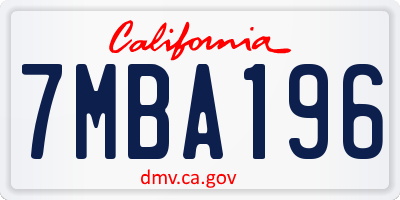 CA license plate 7MBA196