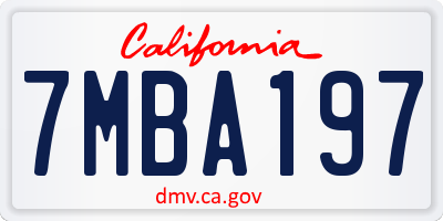 CA license plate 7MBA197
