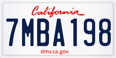 CA license plate 7MBA198