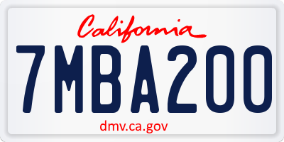 CA license plate 7MBA200