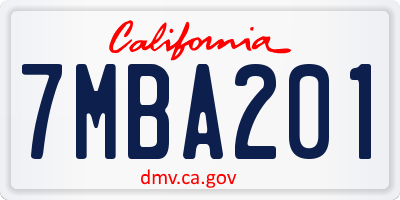 CA license plate 7MBA201