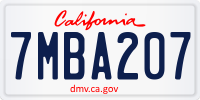 CA license plate 7MBA207