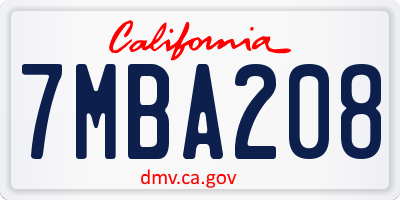 CA license plate 7MBA208