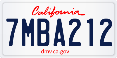 CA license plate 7MBA212