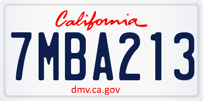 CA license plate 7MBA213