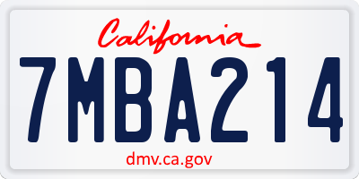 CA license plate 7MBA214