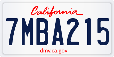 CA license plate 7MBA215