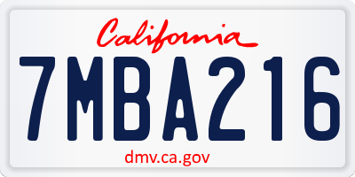 CA license plate 7MBA216