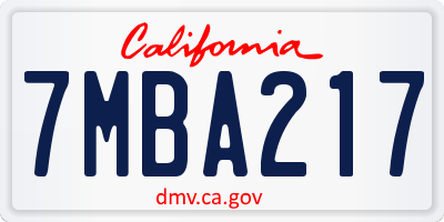 CA license plate 7MBA217