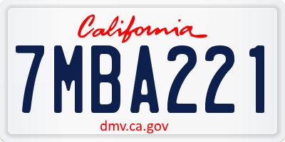 CA license plate 7MBA221