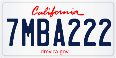 CA license plate 7MBA222