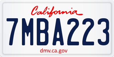 CA license plate 7MBA223