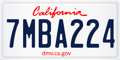 CA license plate 7MBA224