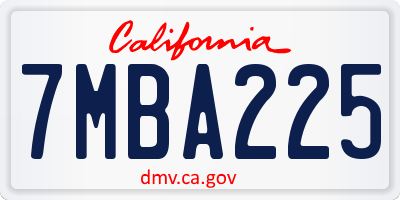 CA license plate 7MBA225
