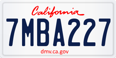 CA license plate 7MBA227