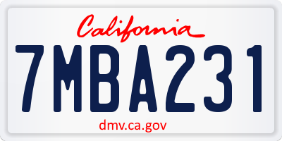 CA license plate 7MBA231