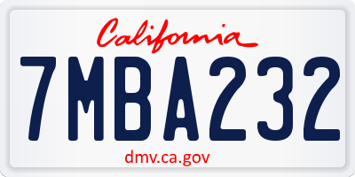 CA license plate 7MBA232