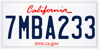 CA license plate 7MBA233