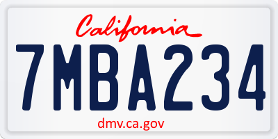 CA license plate 7MBA234