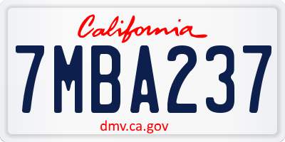 CA license plate 7MBA237