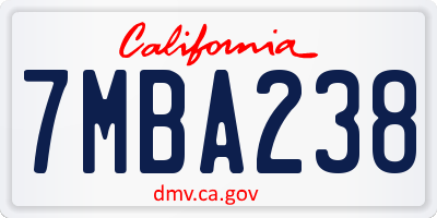 CA license plate 7MBA238