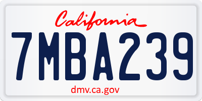 CA license plate 7MBA239