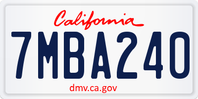 CA license plate 7MBA240