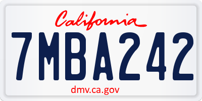 CA license plate 7MBA242