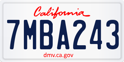 CA license plate 7MBA243