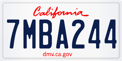 CA license plate 7MBA244