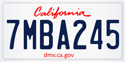 CA license plate 7MBA245