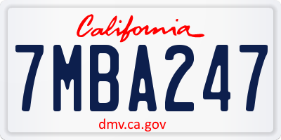 CA license plate 7MBA247