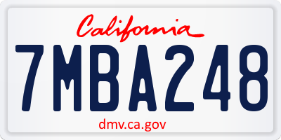 CA license plate 7MBA248